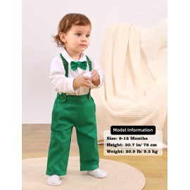 A&J DESIGN Baby Boys Suits Toddler St. Patrick's Day Easter Wedding Gentleman Formal Dress Christmas Outfit 12-18 Months White Green