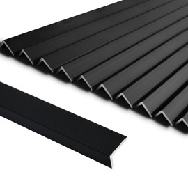 SUNWINGS 10-Pack 12 Inch Peel and Stick Aluminum Tile Trim, Decorative Backsplash Trim Edge, Self Adhesive Marble Tile Liner, Matte Black Medium