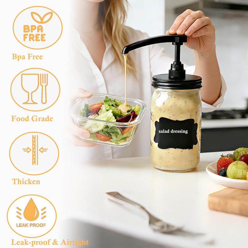 Wide Mouth Mason Jar Pump Dispenser Lid for Syrup Sauce