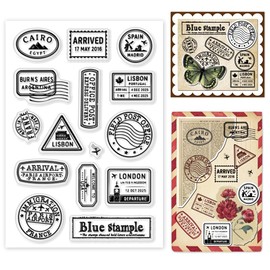 GOMAKERER 1 Sheet Clear Stamp for Card Making, Vintage Mail Postmark Stamps Reusable Silicone Stamp Retro Transparent Rubber Dies for Scrapbooking DIY Crafting Album Decoration, 4.3x6.3 Inch