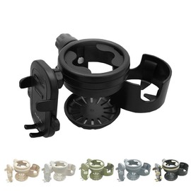 Colulu Drimag Baby Stroller Drink Holder, 2-in-1 Cup Holder, 2-in-1 Accessories, Smartphone Storage, Bottle, Beverage, 360 Degree Rotation, Angle Adjustment, Mount, Car or Bicycle (Black)