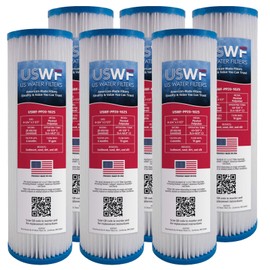 20 Micron 10 Inch x 2.5 Inch | 6-Pack Pleated Polyester Whole House Sediment Cartridge | Compatible with Watts FM-20-975, Dupont PFC3002, Hydronix SPC-25-1020 | Made in the USA, US Water Filters