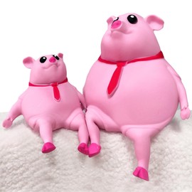 Cute Squishy Pig for Kids and Adults - 2Pack of Sensory Stress Relief Pig Squeeze Toys to Anxiety, Funny Stretch Animal Splat Toys Splashy Piggy Toy Easter Busket Stuffers for Autism & ADHD Kids