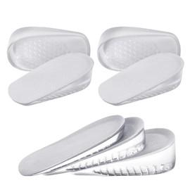 URAQT 2 Pairs Gel Height Increase Insole, Invisible Height Insole Heel Shoe Lift Inserts, Elastic Shock Absorption Heel Cushion Pads, Comfort Elevator Shoe Insoles for Men and Women, 3 Heights