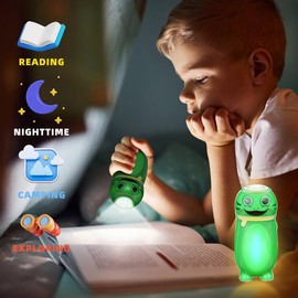 Hilngav 2 Pack Small Mini LED Flashlights for Kids - Cute Small Animal Flashlight - 2 in 1 Camping Lantern Flashlight - Christmas Gifts Stocking Stuffers for Boys Girls
