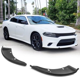 IKON MOTORSPORTS, Front Lip Protector Compatible with 2015-2023 Dodge Charger Scat Pack SRT, Matte Black Lower Lip Guard Pair