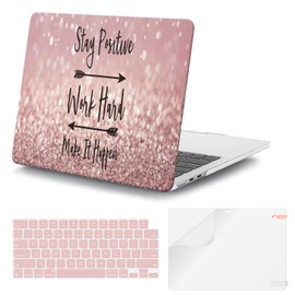 iCasso Compatible with MacBook Air 13.6 inch Case 2024 2023 2022 Release M3 A3113 A2681 M2 with Liquid Retina Display and Touch ID, Hard Plastic Shell, Keyboard Cover&Screen Protector(P Pink)