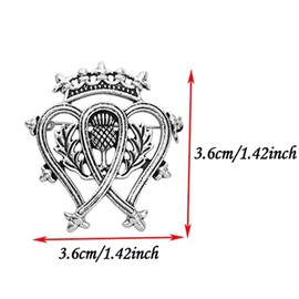 SaiDian 1Pcs Vintage Silver Thistle Crown Brooch Pin Ireland Irish Royalty Badge Brooch Scottish Brooch