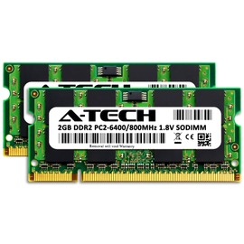 4GB kit (2GBx2) DDR2 PC2-6400 LAPTOP Memory Modules (200-pin SODIMM, 800MHz) Genuine A-Tech Brand