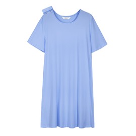 AVIIER Hospital Gowns for Women Open Back Tear Away Snaps 100% Cotton Nightgown Post Shoulder Surgery Dress Adaptive Clothing, Lake Blue, XX-Large