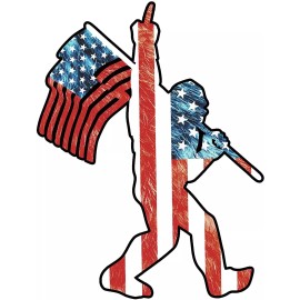 AMERICAN FLAG MAN PATRIOTIC WITH MIDDL FINGER BUMPER STICKER LAPTOP STICKER