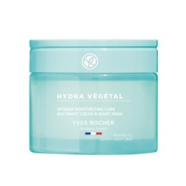YVES ROCHER Tratamiento facial 3 en 1 HYDRA VÉGÉTAL: Crema Día/Noche y Mascarilla de Noche Extra Hidratante en tarro (75 ml)