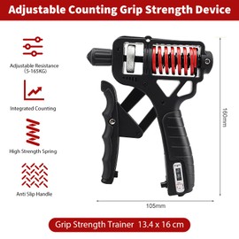 Hand Trainer Forearm Trainer with Adjustable Resistance 5-165 kg, Grip Grip Strength Trainer, Finger Trainer with Integrated Counting Function - Ideal for Effective Hand and Forearm Training