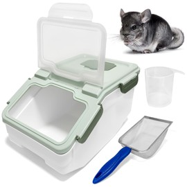Arfubye Large Chinchilla Sand Bath Container Kit Plastic Chinchillas Dust Bath House with Sand Cup and Sand Shovel Hamster Shower Room for Hedgehog Guinea Pig Squirrel and Other Small Animals(Green)