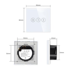 LIAONFOY WiFi Touch Roller Shutter Switch WiFi Blind Switch Sensor Glass Touch Screen White Works with Alexa Tuya Google Home 90-250V 2.4GHz Neutral Line Required