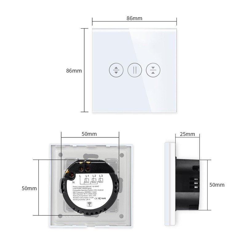 LIAONFOY WiFi Touch Roller Shutter Switch WiFi Blind Switch Sensor