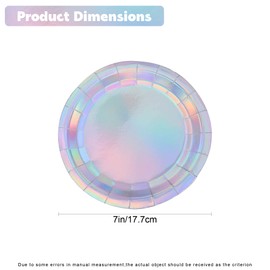 golshine 24Pcs Iridescent Paper Plates 7inches Silver Holographic Paper Plates Iridescent Party Dinner Plates Round Disposable Lunch Dessert Paper Plate for Birthday Wedding Baby Shower Dining Picnic