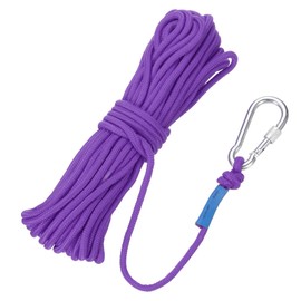 Rebower Nylon Anchor Rope with Hook,1/4"x49ft Hollow Braided Polypropylene Rope Cord Floating Line Boat Ropes,[for Docking Pool]-Purple