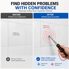 Telescopic Tile Inspection Hammer for Building Checks – Stainless Steel Hollow Sound Detector for Walls, Floors & Ceilings 200cm