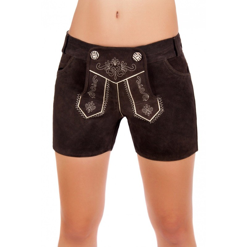 Trachtenhandel Sexy Ladies Costumes Leather Shorts Dark Brown From Finest
