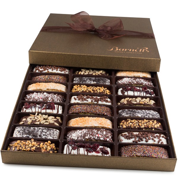 Barnetts Rakhi Biscotti Gift Baskets, 24 Cookie Chocolates Box, Chocolate Covered Cookies Holiday Gifts, Gourmet Prime Candy Basket Delivery, Edible Food Raksha Bandhan Ideas From Daughter Wife Step Son Sister, For Dad Grandpa Husband Papa Brother