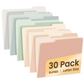 SUNEE File Folders, 30 Pack Manilla Folders 8.5 x 11, Colored File Folders Home Office School Supplies for Documents Files Paper,6 Pastel Colors
