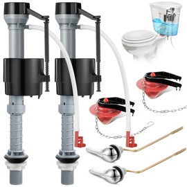 Saillong 2 Set Universal Toilet Tank Replacement Kit, Include Toilet Fill Valve, 2 Inch Low Flow Toilet Rubber Flapper, Side Mount Toilet Flush Brass Handle, Easy Install Repair Kit