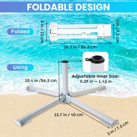 AMGSH Portable Beach Umbrella Stand, Foldable Umbrella Stand, Adjustable Patia Umbrella Base Holder with Weight Bag, Sunshade Holder for Beach, Outdoor, Courtyard, Beach