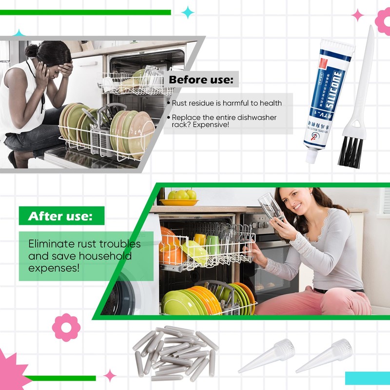 Baderke 1 Bottle 1.7 oz Dishwasher Rack Coating/glue with 25