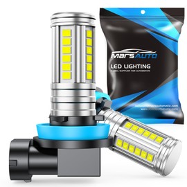 Marsauto H11 H8 Fog Light Bulb, 10000LM H16 Fog Lights, 360° Illumination 600% Brightness Strong Penetration, 2024 New Upgraded 60 Pcs CSP Chips H8 Fog Bulb for Car, Truck, SUV, Pack of 2