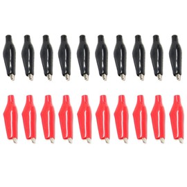 10PCS 28/35/45MM Metal Alligator Clip Crocodile Electrical Clamp Testing Probe Meter Black Red with Plastic Boot (28MM)