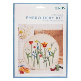 RHS The Royal Horticultural Society Embroidery Hoop Decoration Kit, In the Wild Design, 8", Embroidery Kits For Adults & Cross Stitch Kits for Adults Beginners, Gift Idea, With Embroidery Pattern