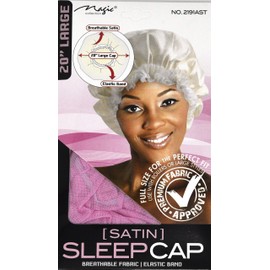 Pink, Satin Sleeping Cap, Breathable and Comfortable Material, Elastic Band, Large Size 20"