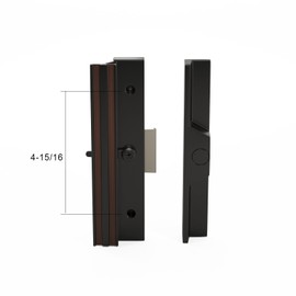 G.A.S Hardware Sliding Patio Glass Door Black Aluminum Handle Set, Surface Mounted Clamp Style with 4-15/16" Hole Spacing