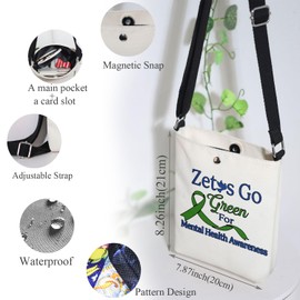 KUIYAI Mental Health Awareness Gift, Sorority Go Green for Mental Health Awareness Crossbody Bag(Green for mentalUK)