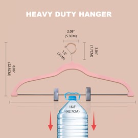 Stormix Pants Hangers, 24 Pack Vevlt Skirt Hanger with Clips, Non-Slip Coat Hangers, Heavy-Duty Clothes Hangers for Shorts, Pants, Skirts, Dresses, Jackets, Coat Pink (Rose Gold Hook)