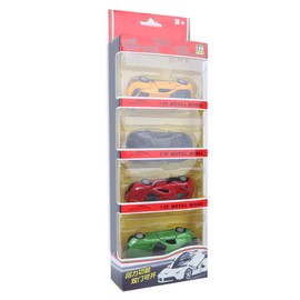 Zerodis 4pcs Alloy Car Model Pull Back Sports Game Car Vehicle Toy with Openable Doors Christmas Birthday Gift for Children boys girls