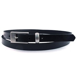 Women's Black Leather Belt - 15mm(5/8") wide - Sizes 8-26 - Silver Buckle - 100% Real Leather - Handmade in UK. (38"waist:Total belt length 46":UK Size 20)