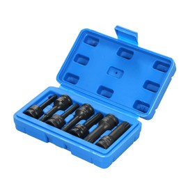 3/8-inch Drive Impact Socket Set 7 Piece Metric Sizes (5mm 6mm 7mm 8mm 10mm 12mm 14mm) XZN Triple Square Spline Bit Steel Socket Set