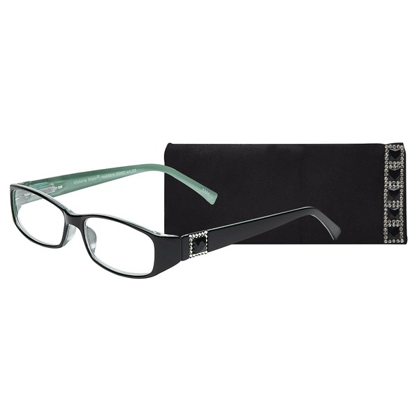 SAV Eyewear Women's Victoria Klein Crystals 9092 Turquoise Rectangular Reading