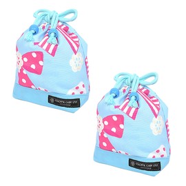 COLORFUL CANDY STYLE N3579802 Drawstring Bag, Small Cup Bag (with Name Tag), Large Ribbon Collection, Set of 2, Girls, Cute, Kids, Drawstring Bag, Cup Holder, Drawstring Bag, Small Nursery School,