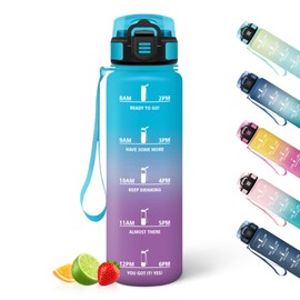 HoneyHolly Water Bottle, 1 Litre, Time Marking, Water Bottle, Leak-Proof, Sports Water Bottle, Reusable, Water Bottle for Gym, Cycling, Office, Outdoor,