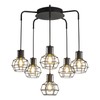 6-Light Pendant Light Fixtures, Industrial Farmhouse Hanging Lighting, Black Metal