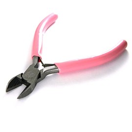 Pink & Carbon Steel Metal Side Cutters Spring Loaded Return Action Jewelers Cutting Pliers Tool