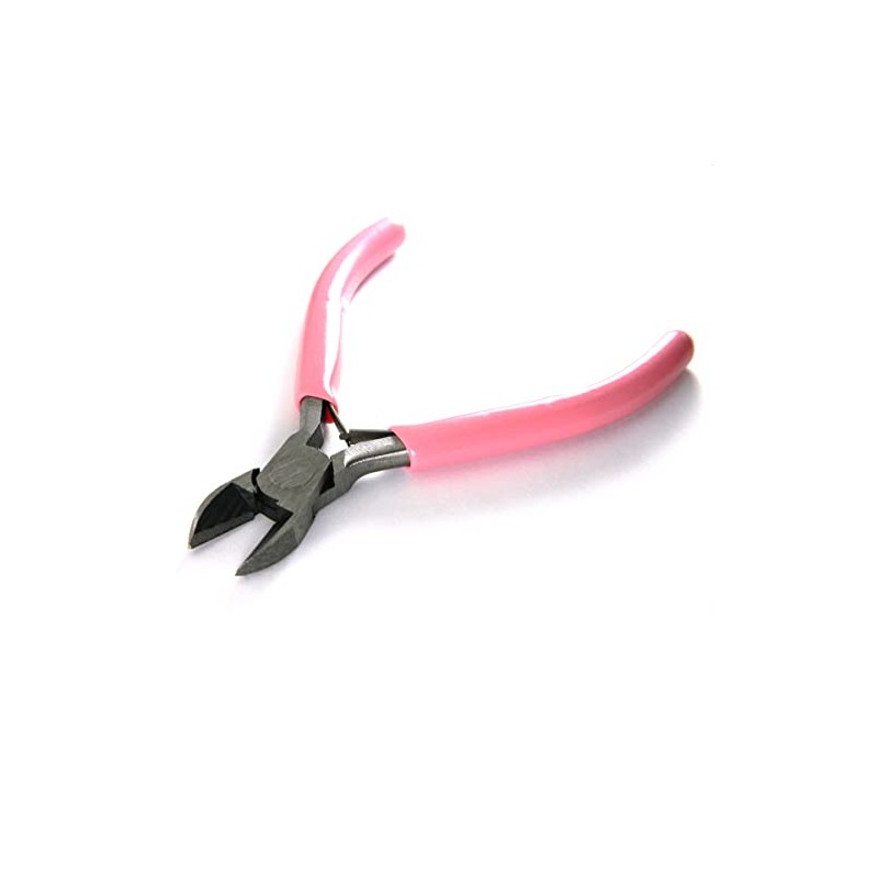 Pink & Carbon Steel Metal Side Cutters Spring Loaded Return