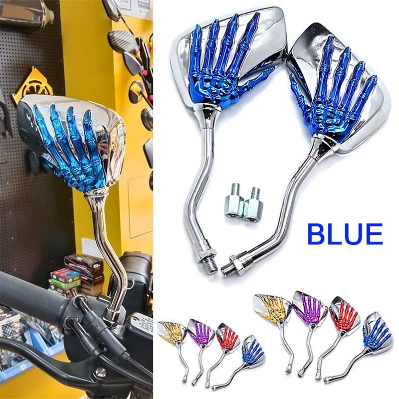 AULESSE 1 Pair Left Right Universal Motorcycle Scooter Chrome Skull