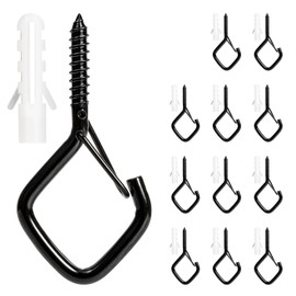 AUBVERC 12 PCS Screw-in Hooks with Safety Buckle, Windproof Ceiling Hooks Rust-Resistant Coating Hanger Hook for Hanging Outdoor String Lights, Chimes, Plants, Bird Feeders