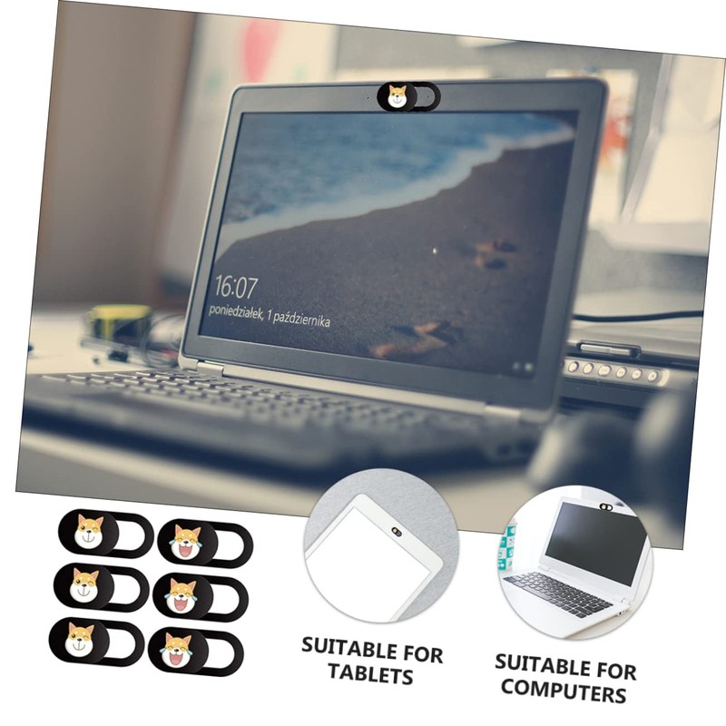 Mobestech 6pcs Webcam Cover Slide Web Cover Dog Pattern Easy