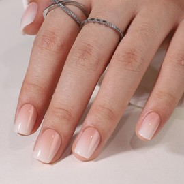 Anglicolor Square Ombre Fake Nails - Short Soft Gel Fake Nails with Glue, 15 Sizes - 30Pcs Reusable Fake Nails Kit (Ombre-A8, 32pcs)