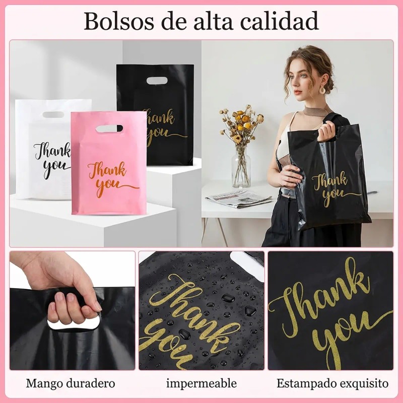 100pzs Bolsas Boutique Plástico Regalo 30x40cm Con Manija
